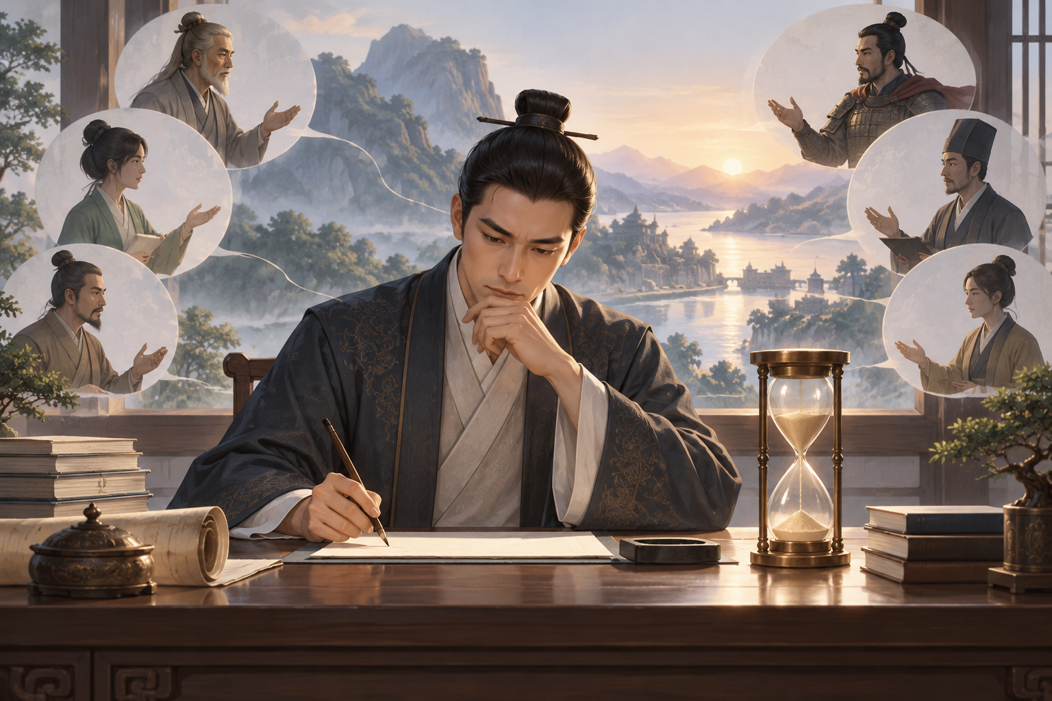 多方意见与适时落笔的决策插画