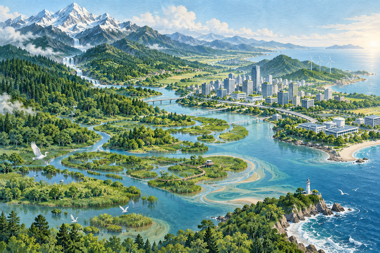 生态环境治理的四个重大转变主题插画
