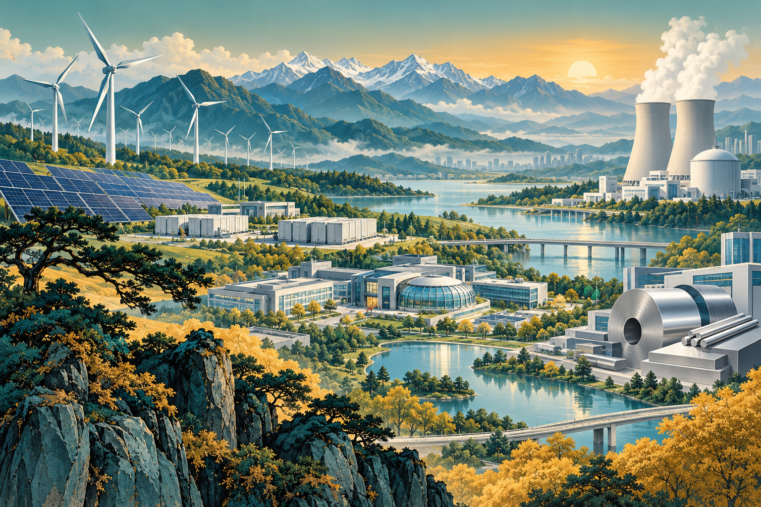 东北科技创新产业网络与综合能源系统的插画