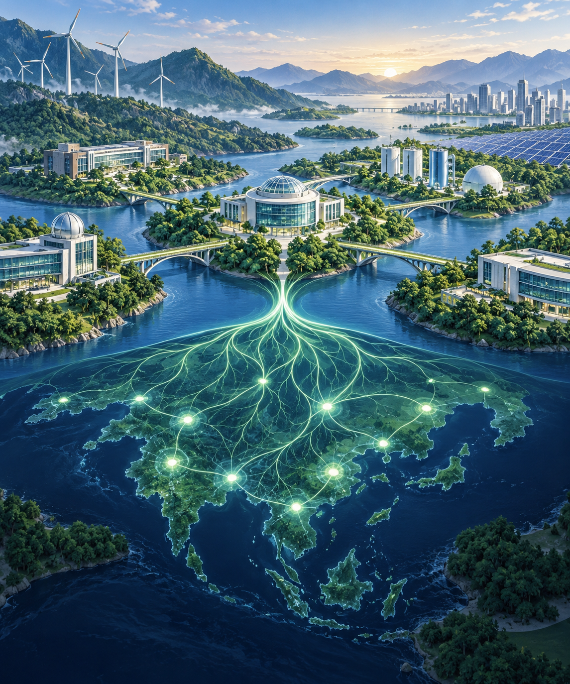 东北科技创新产业网络与综合能源系统的插画