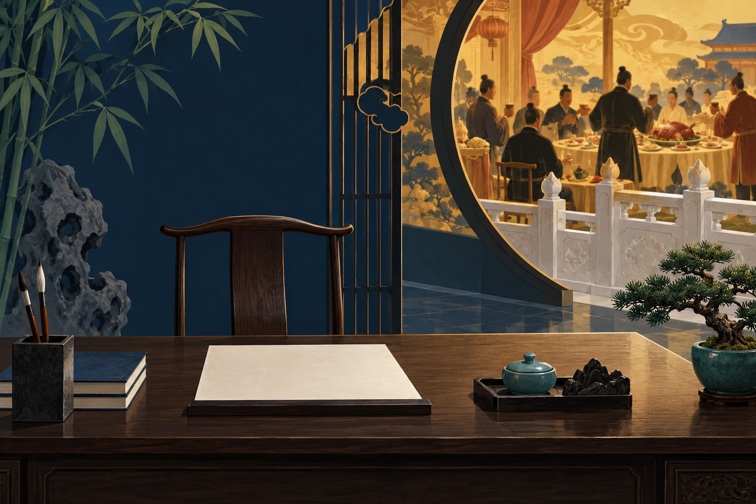 私人礼仪与公权边界清楚分离的纪律教育插画