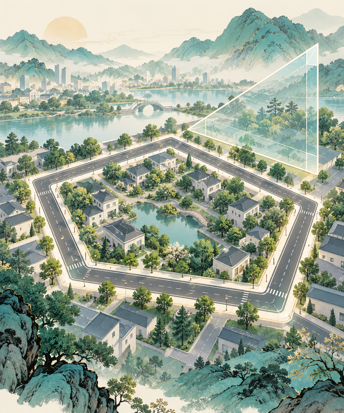 五边形道路的投影与周长：地市级70题