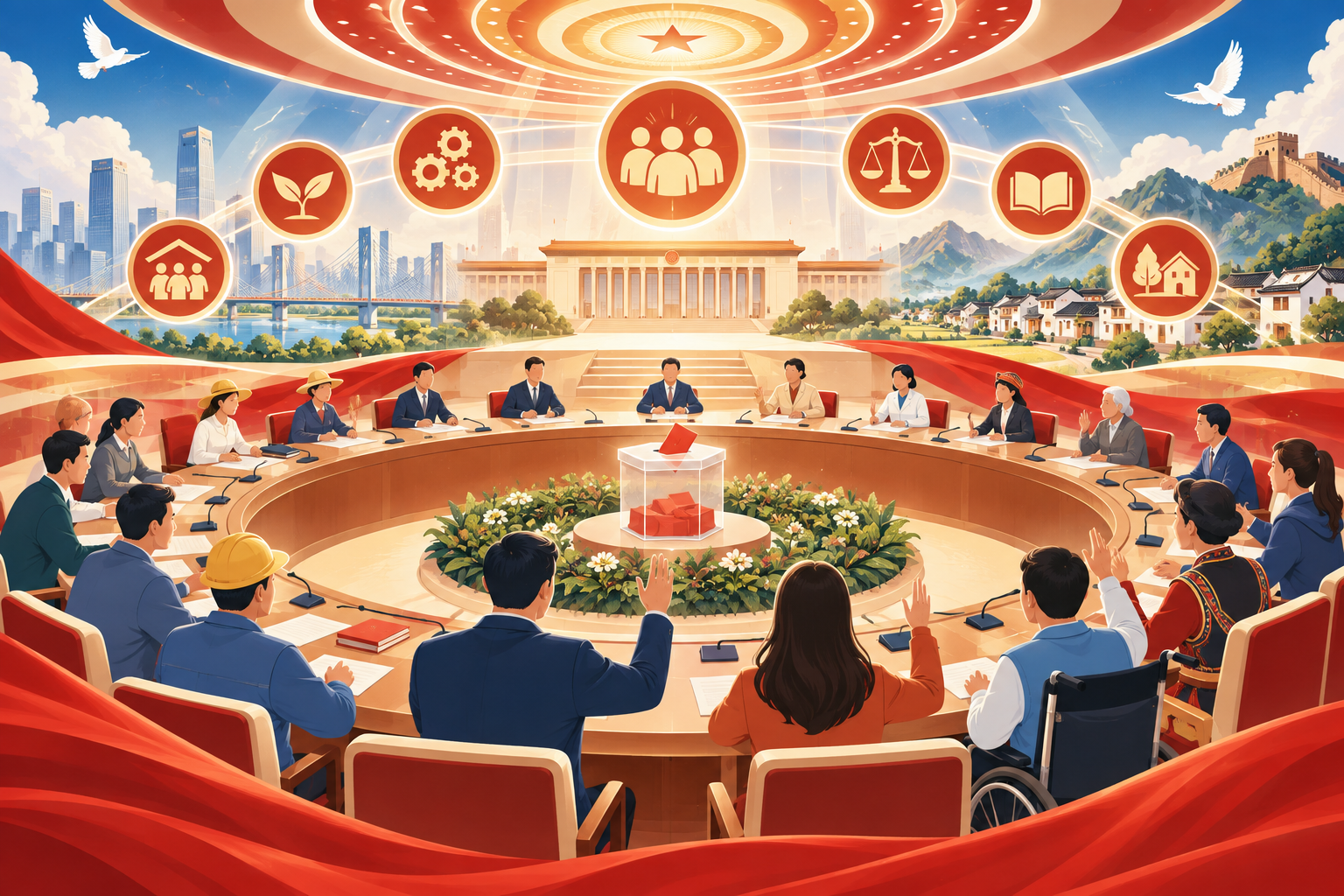 全过程人民民主：协商形式与基层体现怎样区分主题插画