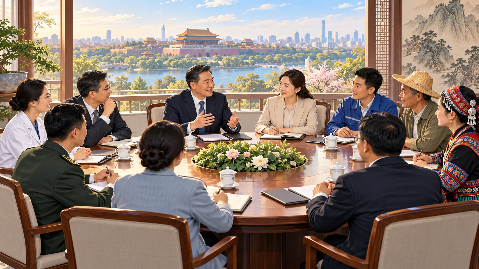 多方协商与不同制度路径清楚衔接的插画