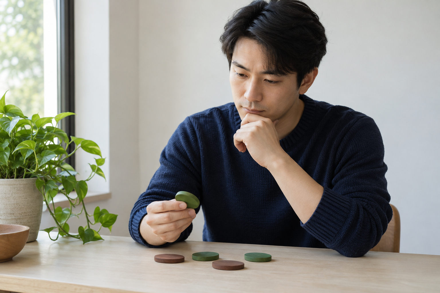 成年男性考生用绿褐色圆片思考群体差异与环境筛选
