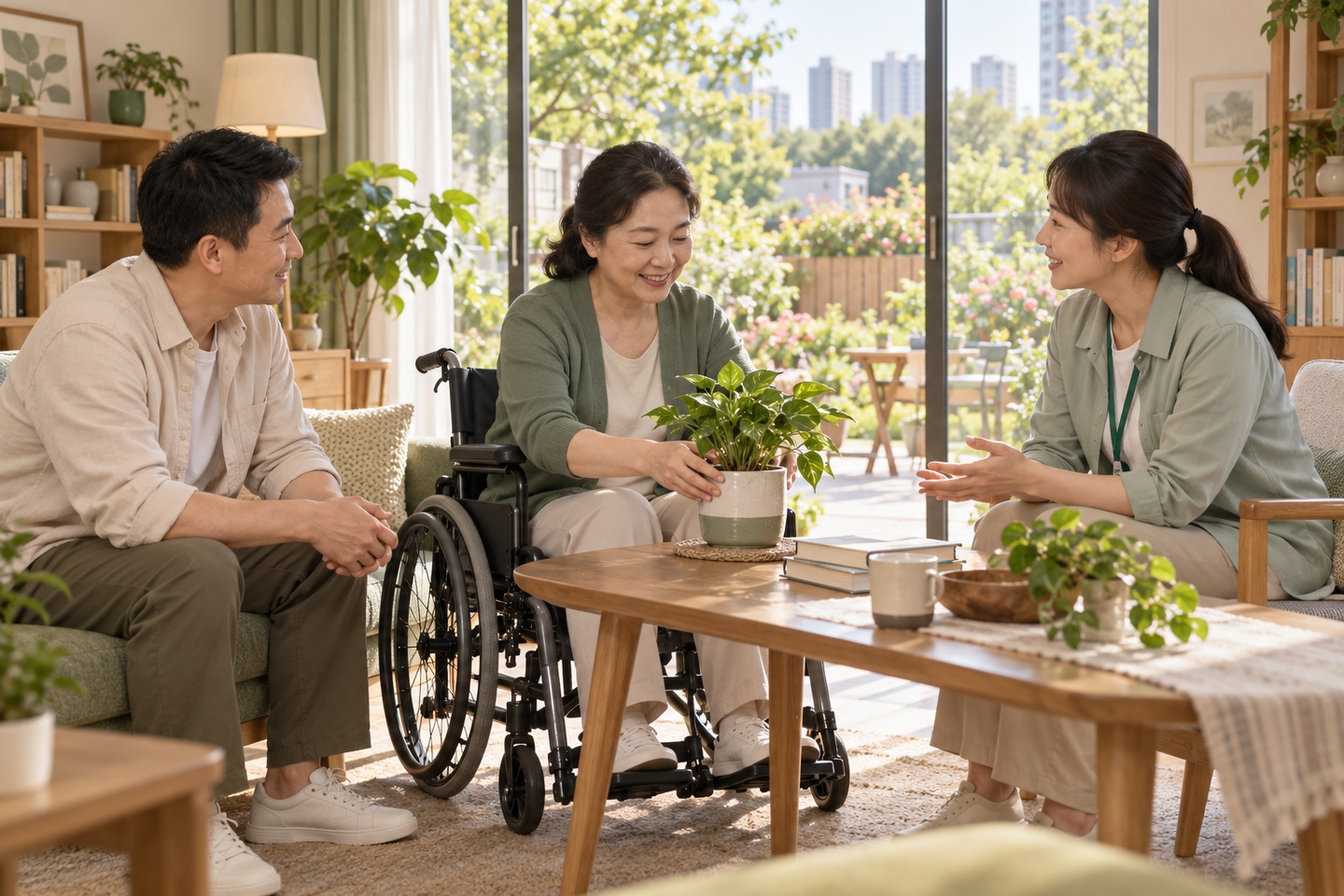 居民在社区生活空间中自主参与日常活动的示意场景
