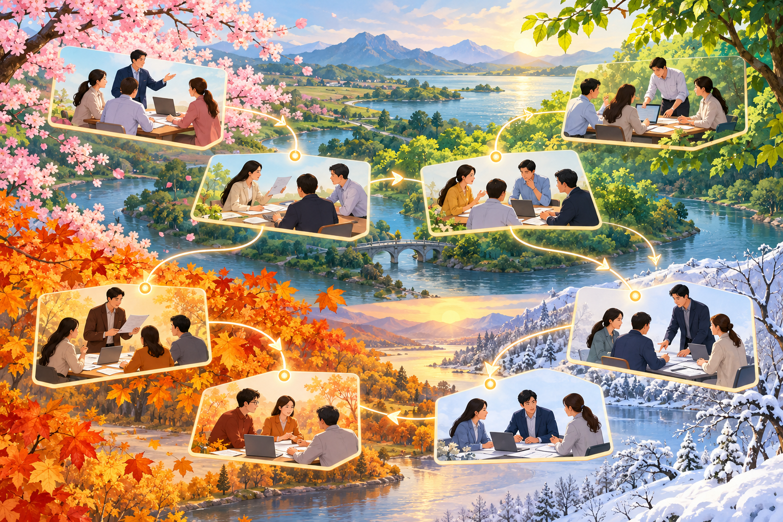 会议先后不等于季度先后：容量与时序联合推理主题插画